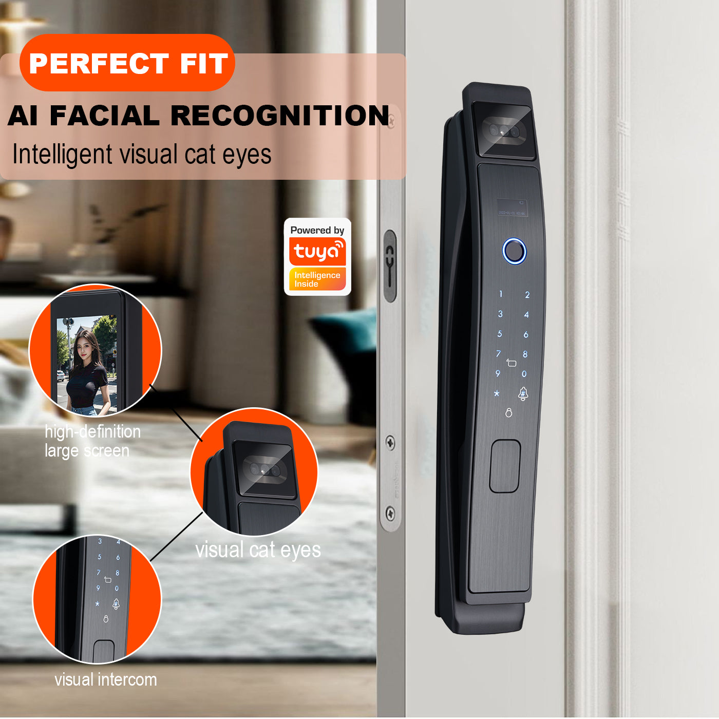 Graffiti application, smart lock, real-time video call function, security camera, fingerprint digital lock, 3D face recognition