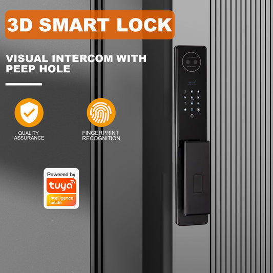Kunci layar bahasa, kunci pintu cerdas pengenalan wajah 3D dengan kamera, video, dan suara